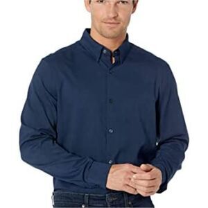 Perry Ellis Men's Dark Sapphire Blue Long Sleeve Button-Down Shirt